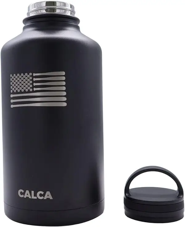 MELDIKISO 64oz Stainless Steel Water Bottle with Wide Mouth Lid, Black USA Flag Baseball Logo Large Sports Bottle, Drinking Cup, Double Wall Vacuum Insulated - Image 4