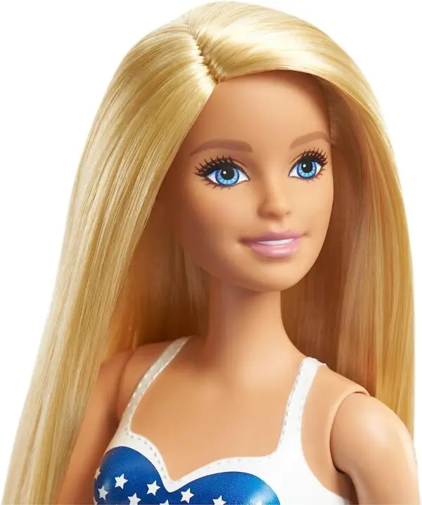 Barbie Doll, Blonde, in Swimsuit with US Flag - Image 2