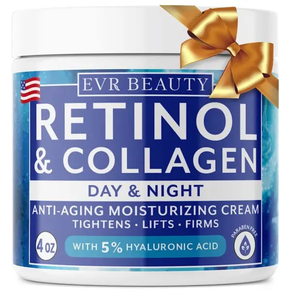 EVR Beauty - Retinol & Collagen Face Cream - Best Anti Wrinkle Moisturizer for Aging Skin - Anti Aging Deep Wrinkle Cream for Women & Men - Hyaluronic Acid Moisturizing Lotion - Day & Night - 4Oz USA