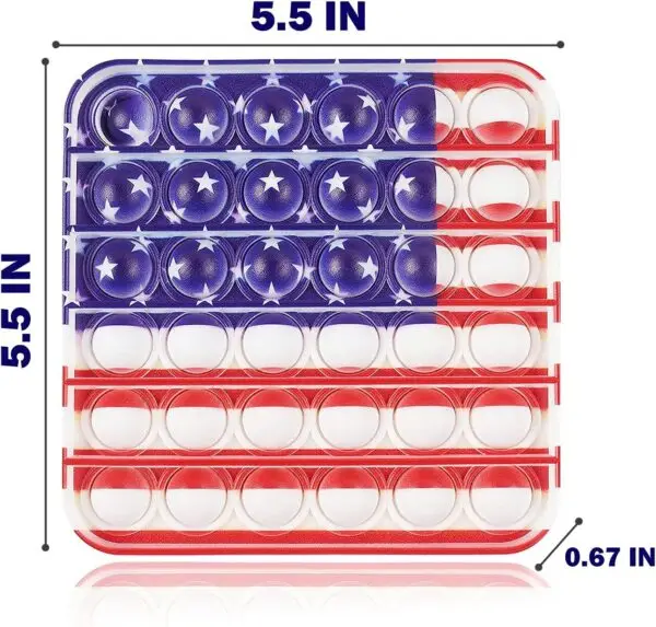 Square Pop It Fidget Toy - Silicone Push Pop Fidget Toy - Stress Reliever ADHD Fidget Toys - American Flag Pop It Board Game - Jumbo Pop It Fidget Toys for Girls, Boys, Adults - Poppers Fidget Toy - Image 3