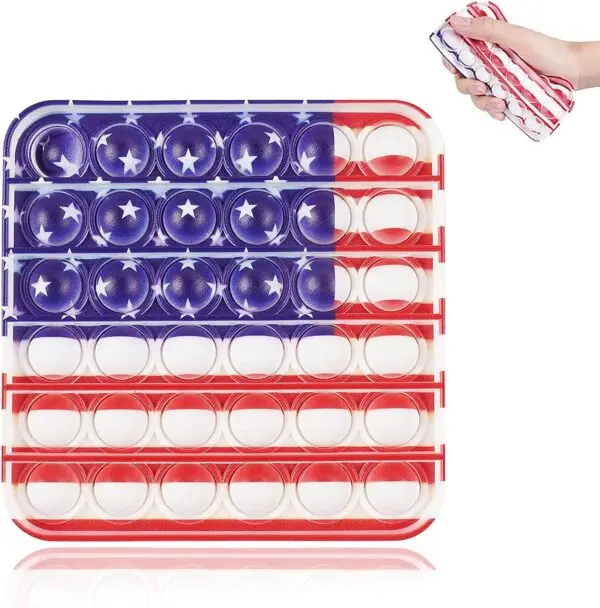 Square Pop It Fidget Toy - Silicone Push Pop Fidget Toy - Stress Reliever ADHD Fidget Toys - American Flag Pop It Board Game - Jumbo Pop It Fidget Toys for Girls, Boys, Adults - Poppers Fidget Toy - Image 4