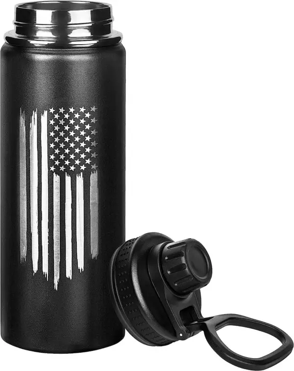 20oz American Flag Water Bottle – USA Double Wall Vacuum Insulated Stainless Steel Great for PT and Outdoor Sports Like Hiking Camping and Cycling - Image 4